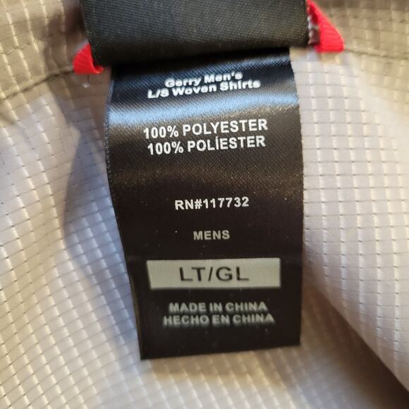 Gerry Shirt Mens LT Long Sleeve Button Up Gray Mirco Hiking Outdoors Camping - Picture 4 of 6